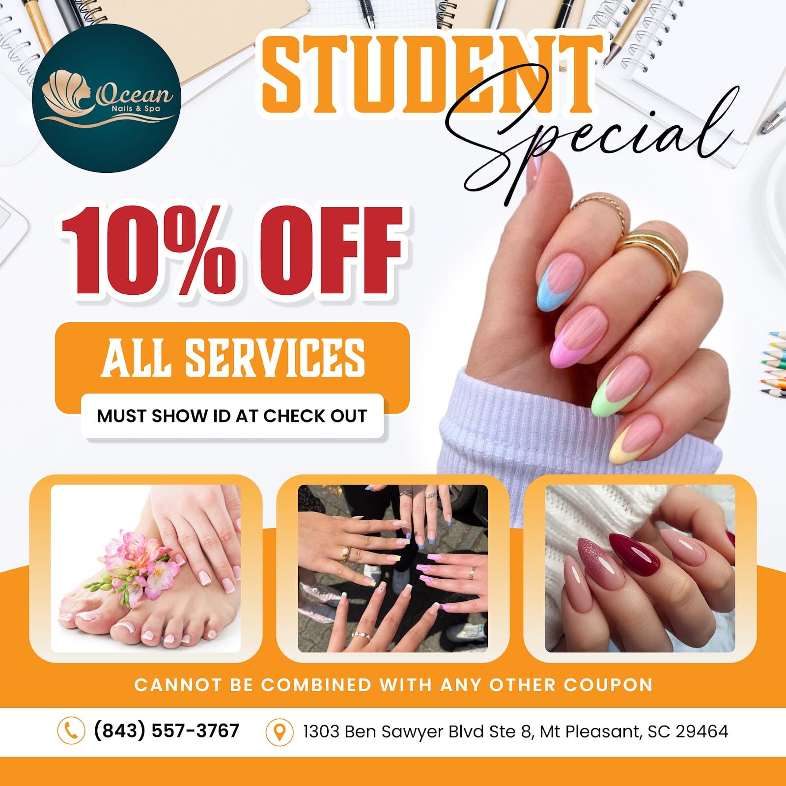 Ocean Nails & Spa in Mount Pleasant (10% OFF for Student Everyday)